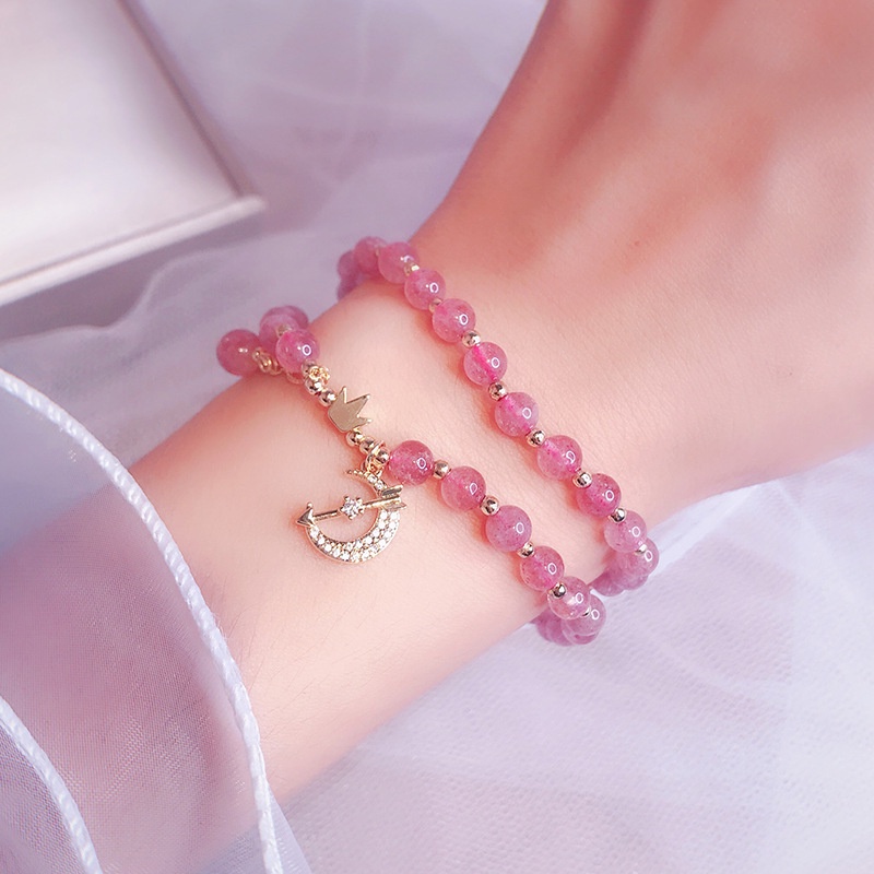 [Hàng Mới] Vòng Tay Hạt Pha Lê Hai Lớp Phong Cách Hàn Quốc Nhật Bản Mới