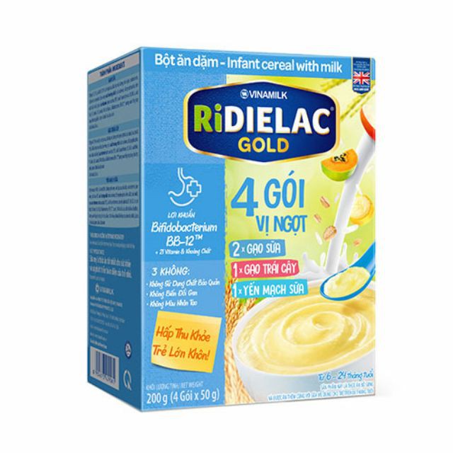 Bột ăn dặm RIDIELAC GOLD 4 Vị Mặn/ Ngọt 200g