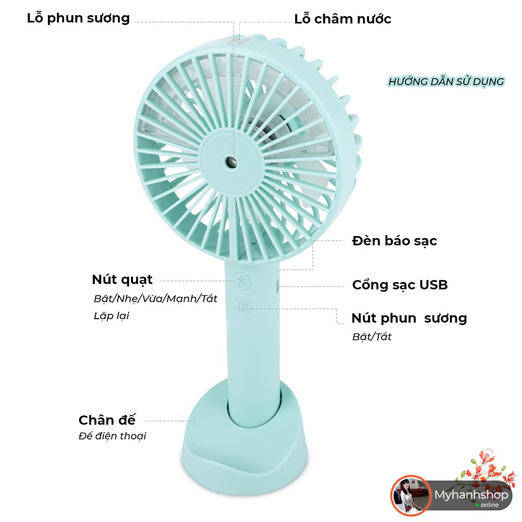 [Mã ELFLASH5 giảm 20K đơn 50K] quạt mini phun sương cầm tay pin 1800mA sạc usb chân đế để điện thoại - nhỏ gọn tiện dụng | BigBuy360 - bigbuy360.vn