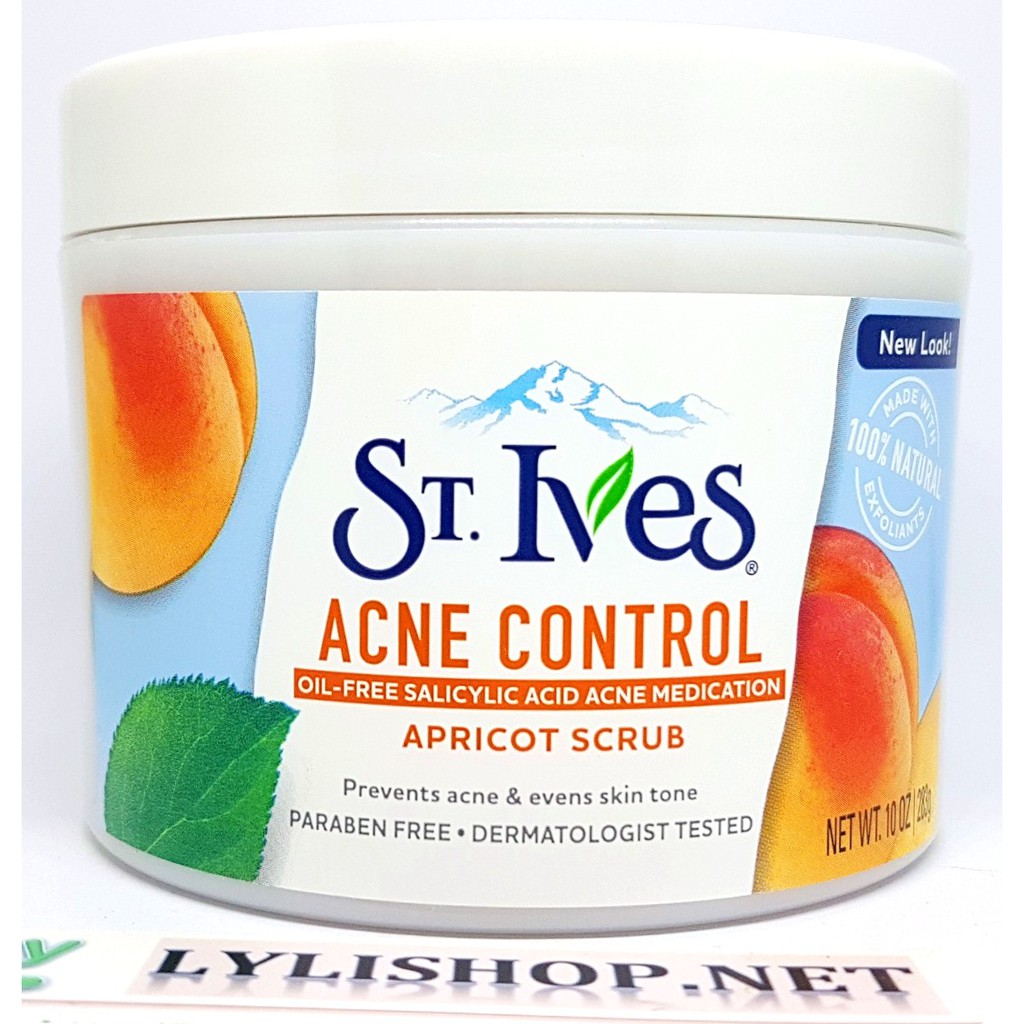 Tẩy Tế Bào Chết toàn thân ST.IVES Acne Control Hương Mơ hủ 283g từ Mỹ , sửa tắm cát scrub mẫu mới