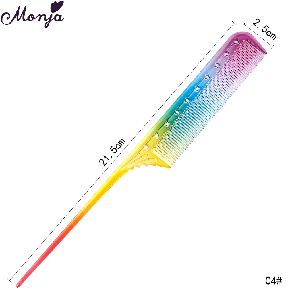 MONJA Lược Chải Tóc Cầu Vồng Bằng Nhựa Chịu Nhiệt Thấp Chống Tĩnh Điện Nhiều Kiểu Dáng Tùy Chọn
