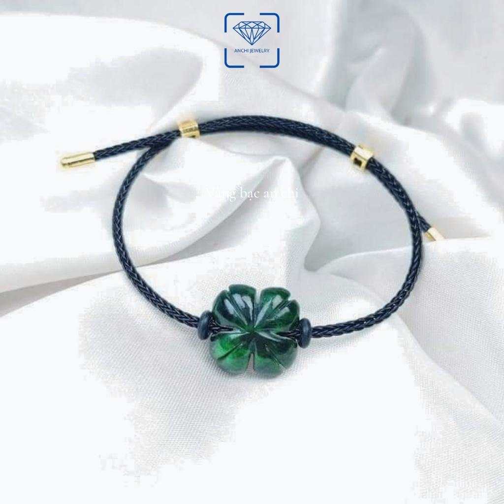 Vòng tay cỏ 4 lá đá ngọc sơn thủy mệnh mộc / hỏa Anchi jewelry