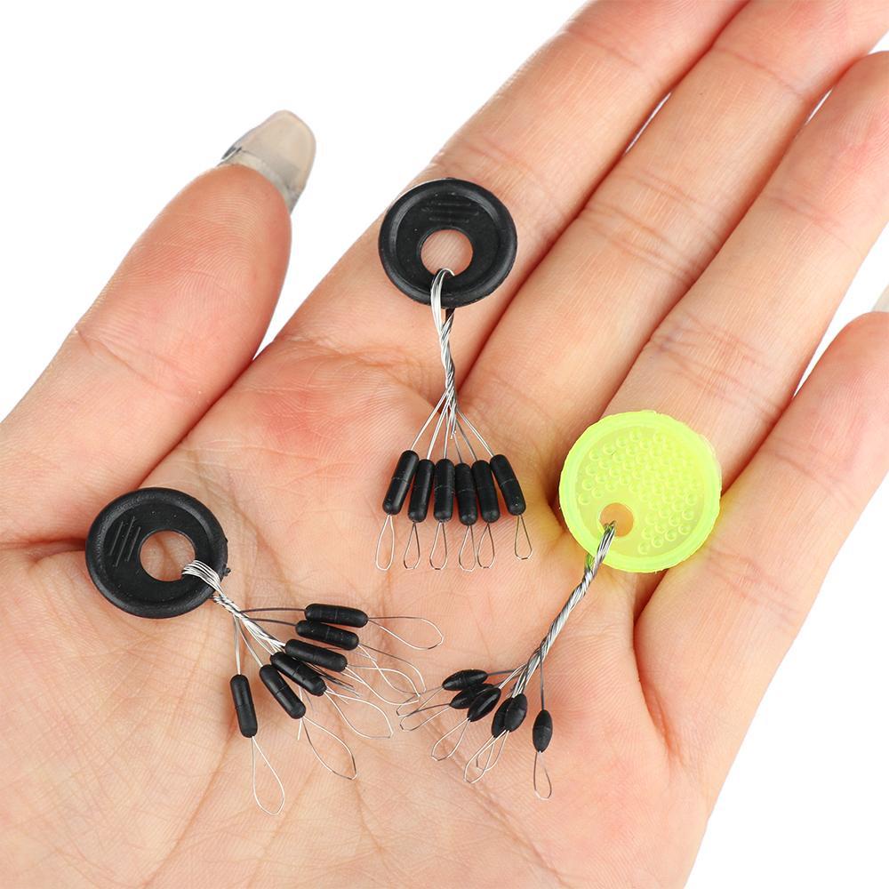Set 60 Phụ Kiện Câu Cá Hình Trụ Nhỏ 1-6 (10 Kiểu)# Phao Câu Cá Bằng Cao Su Màu Đen Chất Lượng Cao