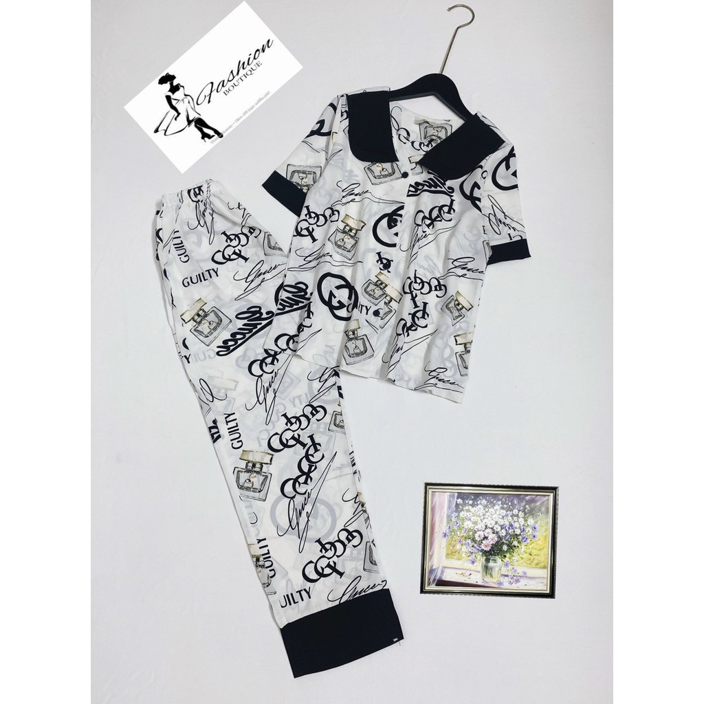 Đồ bộ pijama mặc nhà cho nữ chất Mango in hình GC , tay ngắn quần dài tiểu thư form rộng dễ thương Lokishop04 | WebRaoVat - webraovat.net.vn