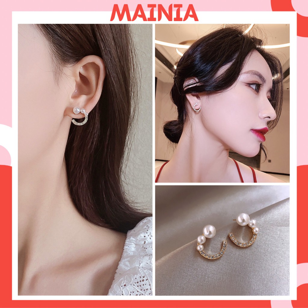 Bông Tai Hình Tròn Đính Đá Phong Cách Hàn Quốc Sang Trọng Mainia Shop
