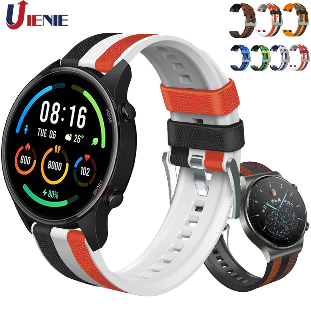 Dây Đeo Đồng Hồ Bằng Da + Silicon 22mm Cho Xiaomi Mi Watch Global / Amazfit Gtr 2 2e 3 Pro