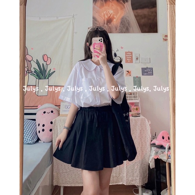 Sơ mi thô cổ sen form rộng (ảnh thật shop chụp kèm video)