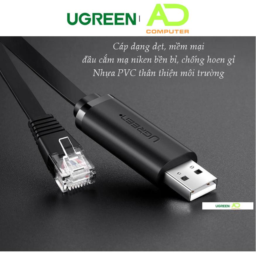 Dây cáp USB 2.0 sang RJ45 FTDI UGREEN CM204 50773 60813 (chuẩn 8 pin) - Hàng phân phối chính hãng - Bảo hành 18 tháng