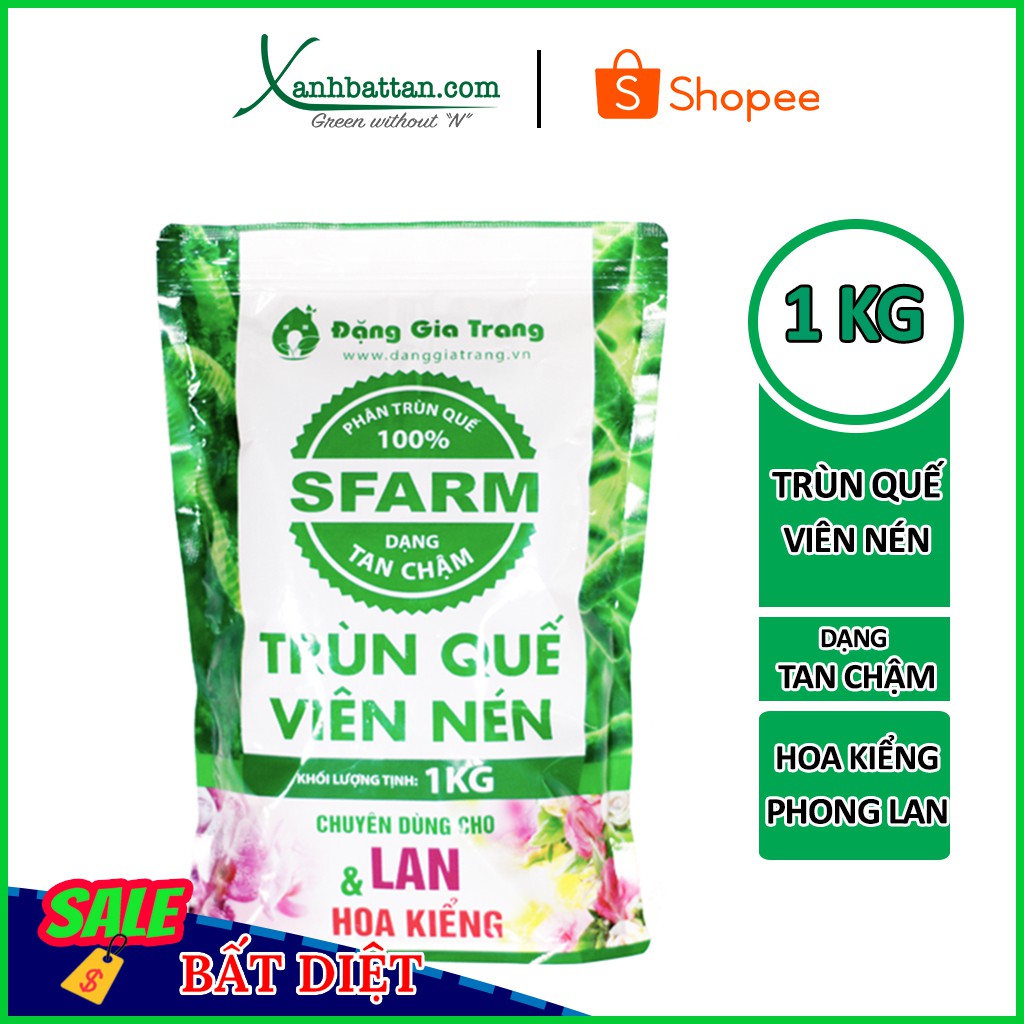 Phân Trùn Quế Viên Nén Nguyên Chất Sfarm Gói 1 Kg