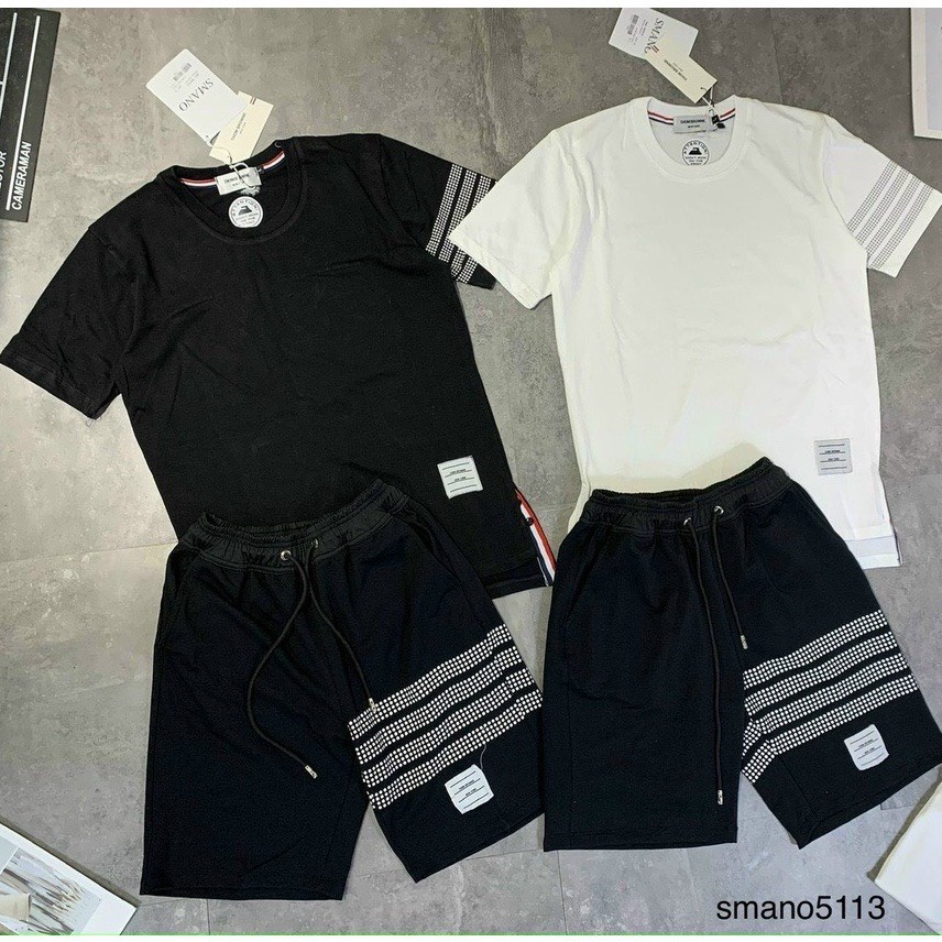 Bộ quần áo nam mùa hè ngắn tay phối viền sọc co dãn 4 chiều chất thun thoáng mát-KENT SHOP