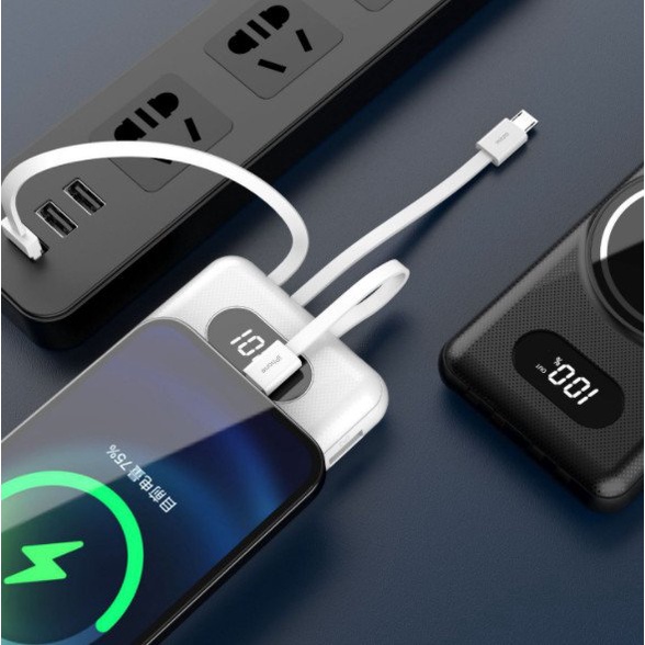 Sạc không dây kiêm sạc dự phòng 4 cổng: USB, Micro, lightning, ty-pe- dung lượng 10000mAh