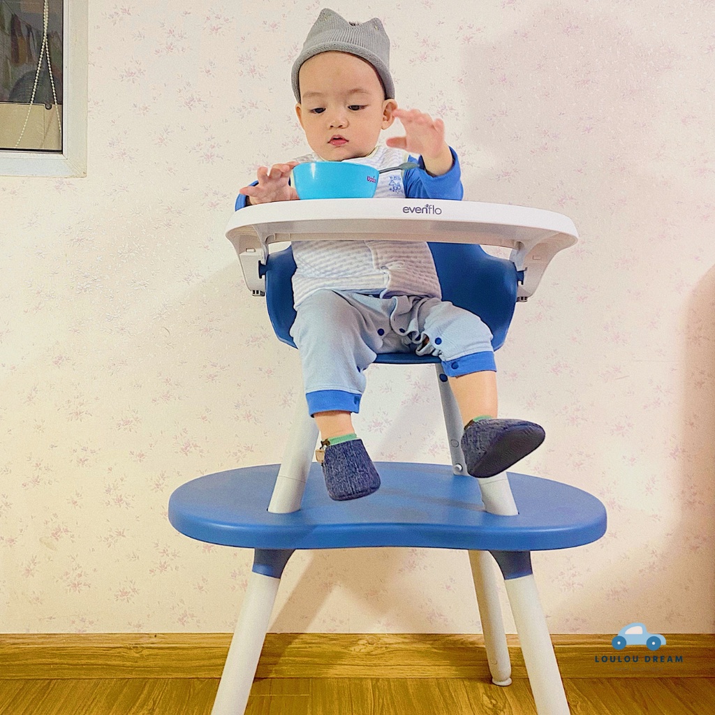Ghế ăn dặm Evenflo Peanut 3in1 màu Deep Ocean - Sử dụng cho bé tới 6 tuổi - Ghế ăn dặm đáng yêu nhất