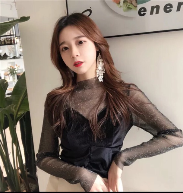 Áo nhung pha kim sa