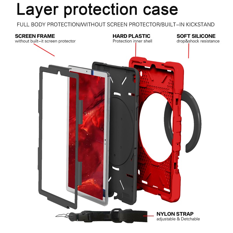 Samsung Galaxy Tab A7 10.4" T500/T505 2020 with shoulder strap silicone + PC safe anti-fall rotating tablet protective case