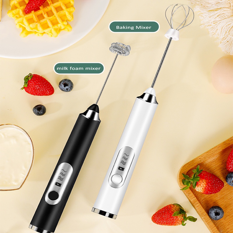 Máy đánh trứng sữa tạo bọt cafe cầm tay mini 3 tốc độ, pin sạc cao cấp nhựa ABS và inox 304 - MTB