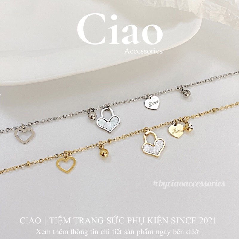 Vòng tay/ Lắc tay titan không gỉ thiết kế đính charm xinh xắn nữ tính Maya Ciao