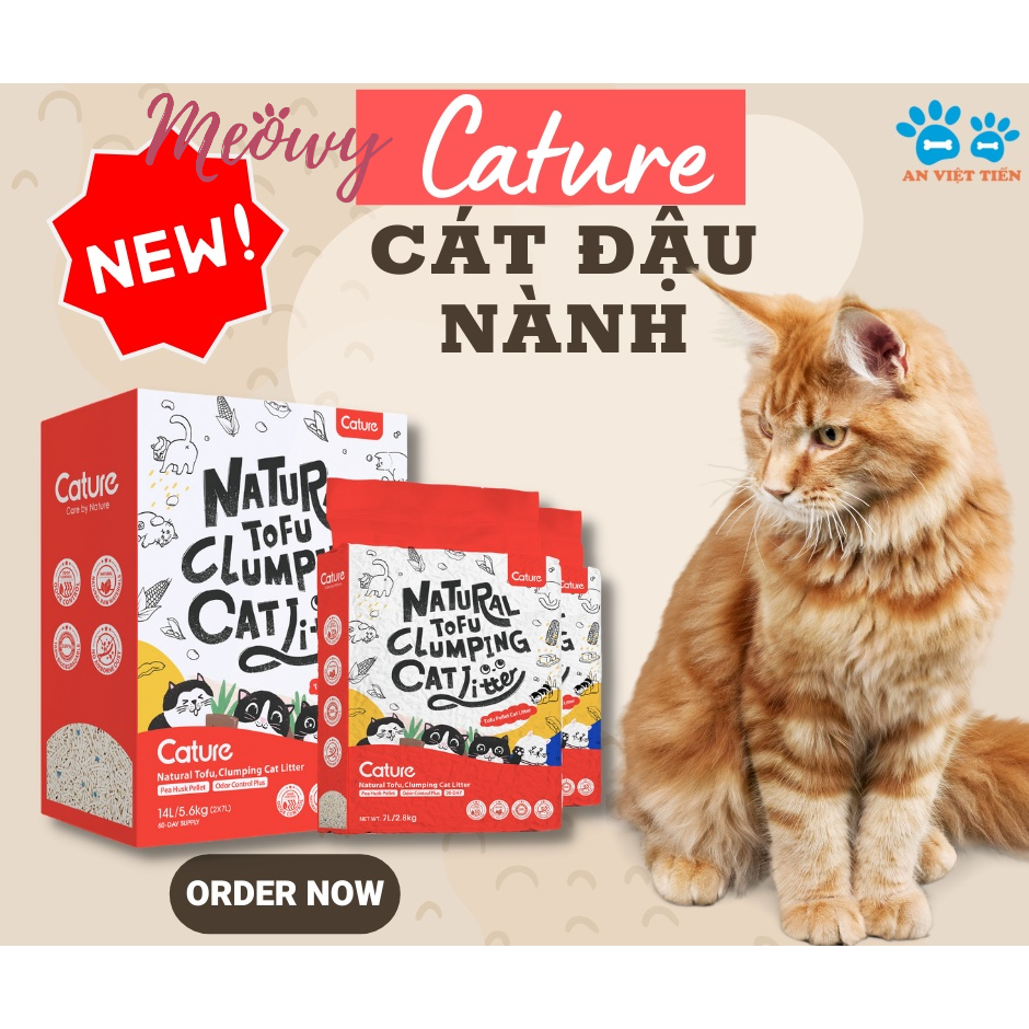 [5L] cát đậu nành Cature hữu cơ không bụi dành cho mèo