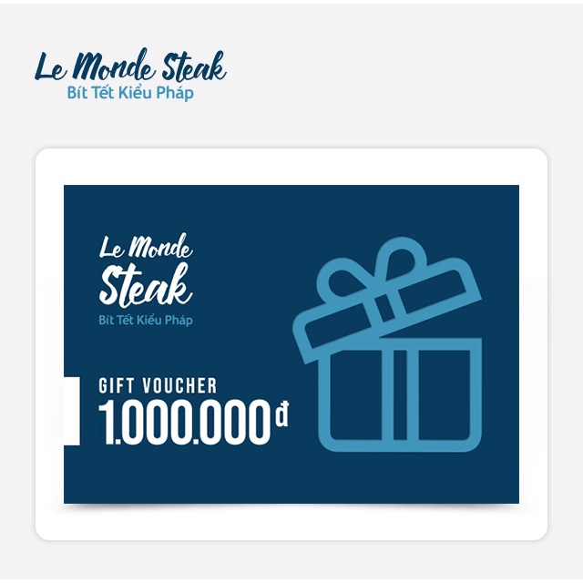 Toàn quốc [Evoucher] Phiếu quà tặng Le Monde Steak 1000k