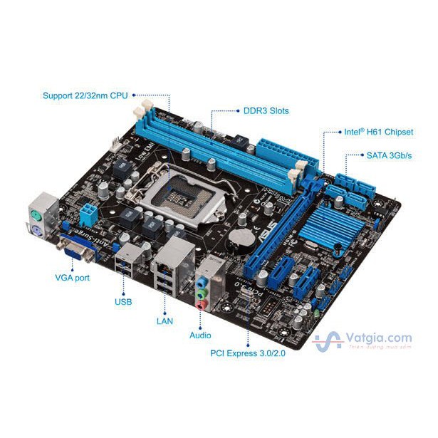 Mainboard ASUS H61M-E (Intel H61, Socket 1155) (Cũ)