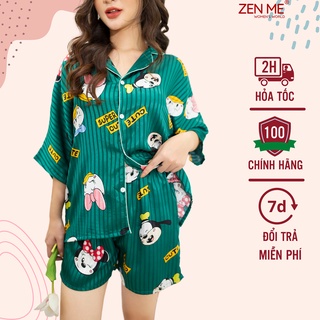 Đồ ngủ nữ pijama Zen Me bộ mặc nhà thiết kế cánh dơi lụa gấm latin PJCD0422
