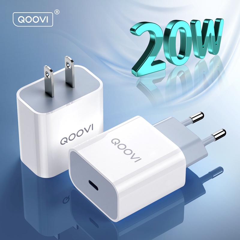 Củ sạc nhanh QOOVI 20W PD USB C 4.0 QC 3.0 Type-C thích hợp cho iPhone 13 12 Pro Max Mini 11 8 Huawei