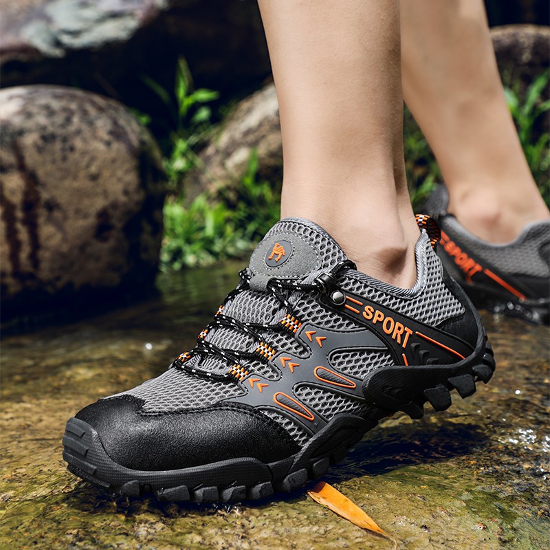 Non-slip mesh leather sports shoes for high-quality hiking for men