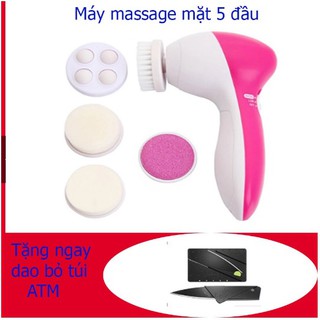 Dụng cụ massage chăm sóc, cân bằng da mặt 6 in 1 + Free dao gấp hình thẻ ATM bỏ túi