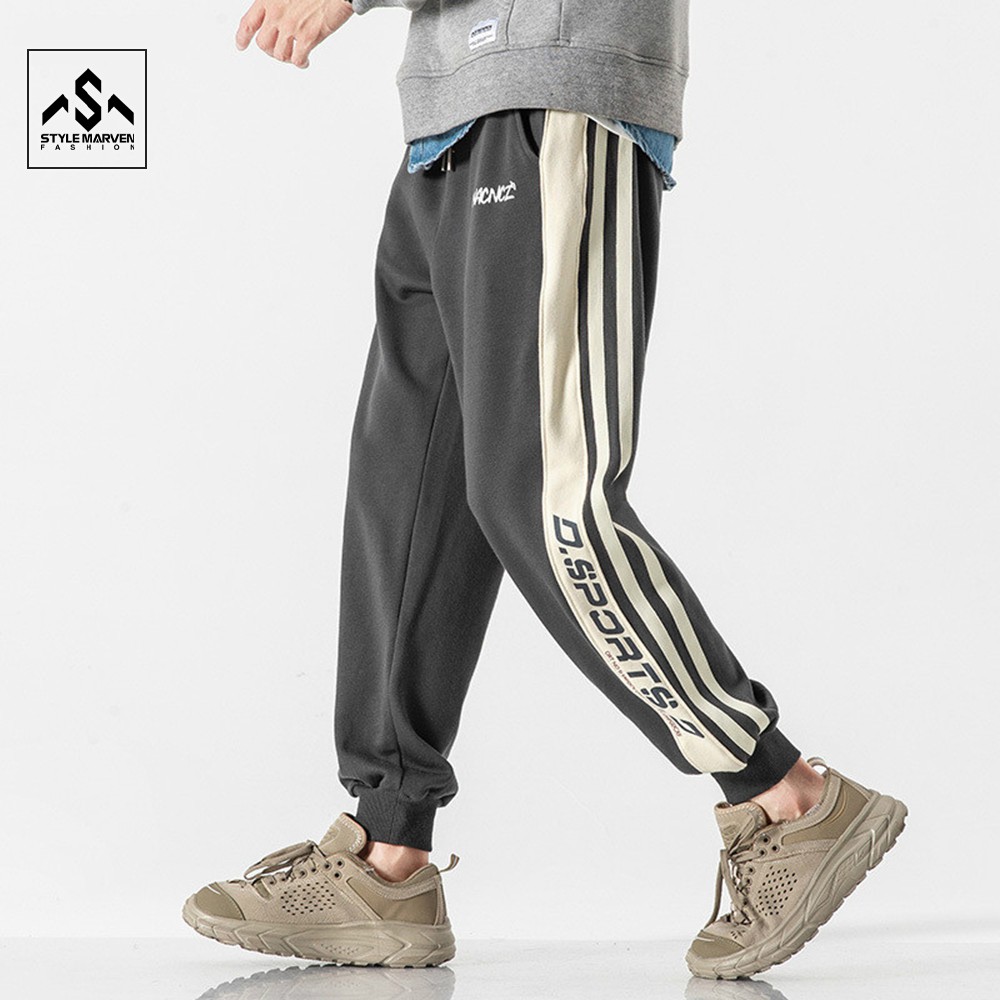 Quần jogger nam bo gấu STYLE MARVEn thiết kế sọc lớn năng động thời trang - JOGGER NAM 9000080