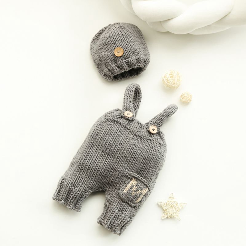 Mary☆2pcs/Set Newborn Photography Props Handmade Infant Outfits Baby Crochet Knit Hat