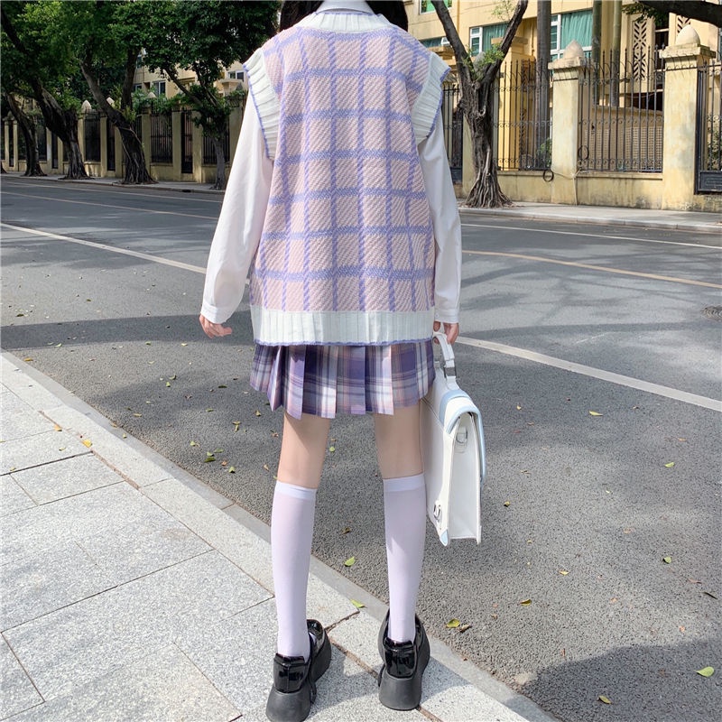 Set áo len không tay và áo sơ mi phong cách trẻ trung hợp thời trang (có bán lẻ)