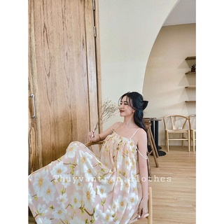 Đầm maxi hai dây hoa dáng xuông siêu xinh