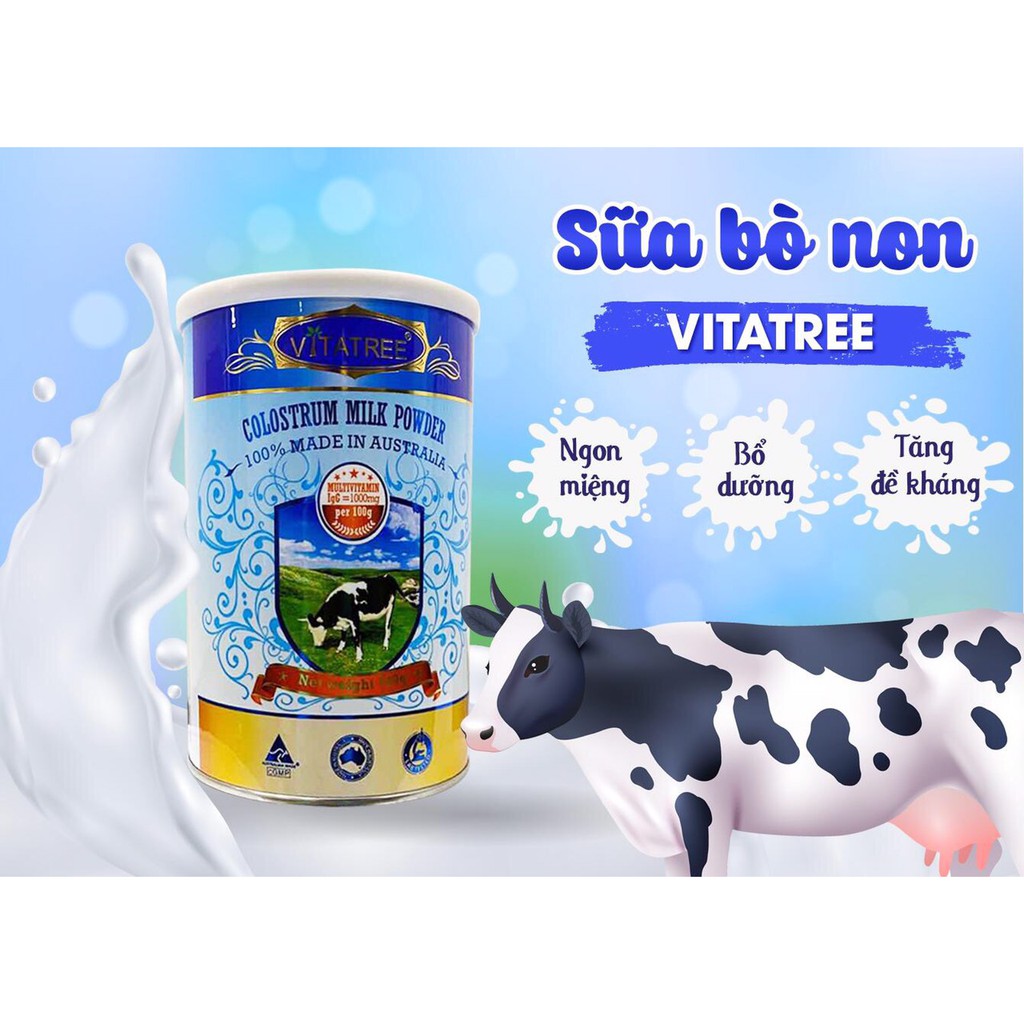 Sữa bò non TĂNG ĐỀ KHÁNG + BỔ SUNG DƯỠNG CHẤT Vitatree Clostrum Milk Powder 400gr