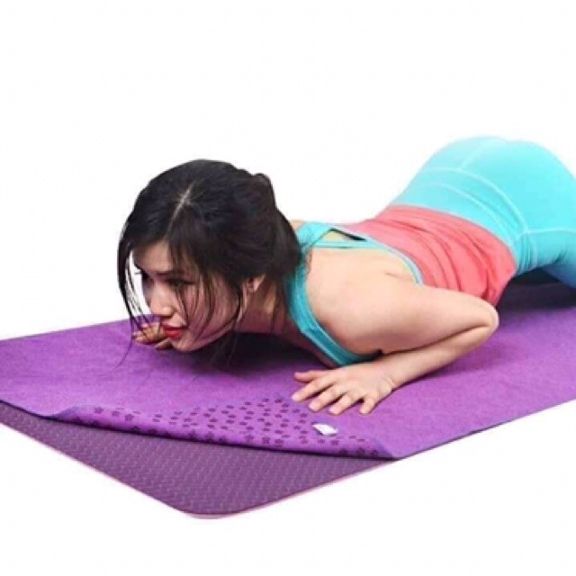 Khăn trải thảm tập Yoga có hạt PVC chống trượt + tặng kèm túi đựng