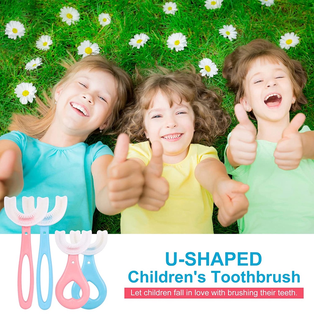 Bàn chải đánh răng hình chữ U bằng silicon dành cho trẻ em từ 2 đến 6 tuổi