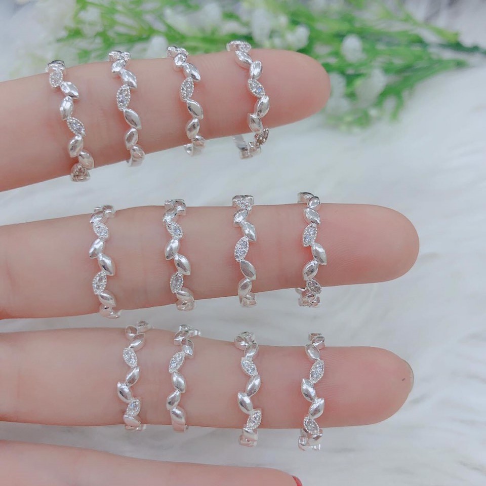 Nhẫn bạc nữ hình chiếc lá đan chéo nhau, chất liệu bạc ta cao cấp - Trang sức bạc Evasilver