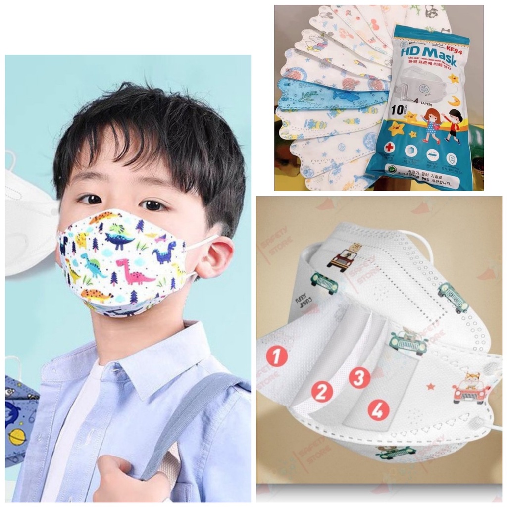 COMBO 50 Chiếc Khẩu Trang 4D KF94 Chính Hãng Hoạ Tiết Cho Bé từ Kháng Khuẩn, Chống Bụi Mịn