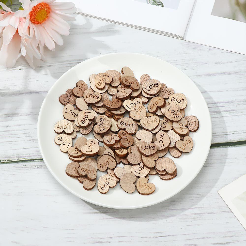 Set 100 Miếng Gỗ Hình Trái Tim Trang Trí Tiệc Cưới / Valentine