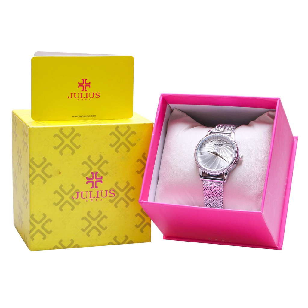 Đồng hồ nữ JA-1219A Julius Hàn Quốc dây thép (bạc)