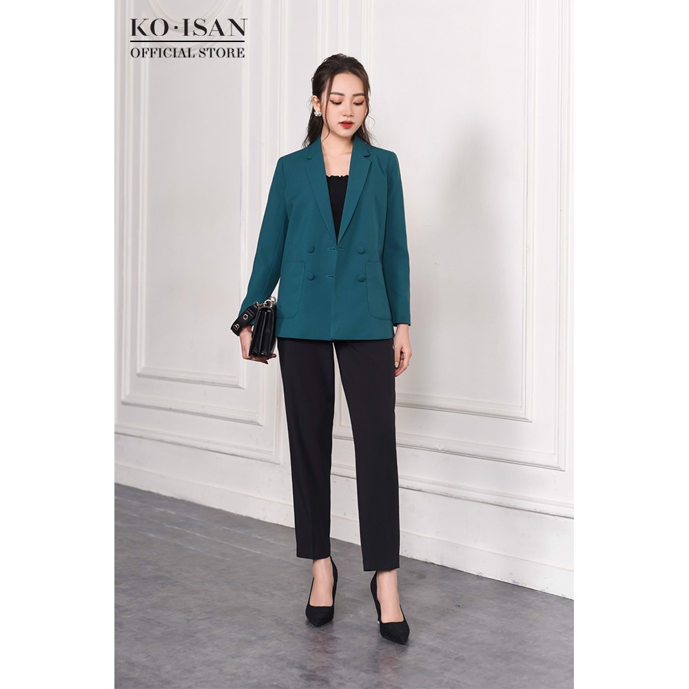 Áo khoác blazer nữ KO-ISAN thiết kế thanh lịch với 04 khuy cúc, chất liệu cao cấp - 390121