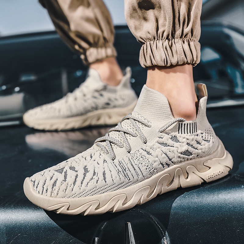 Giày Sneaker Mùa Hè 2022 Bằng Vải Dệt Thoáng Khí Họa Tiết Hổ Phong Cách Mới Cho Nam