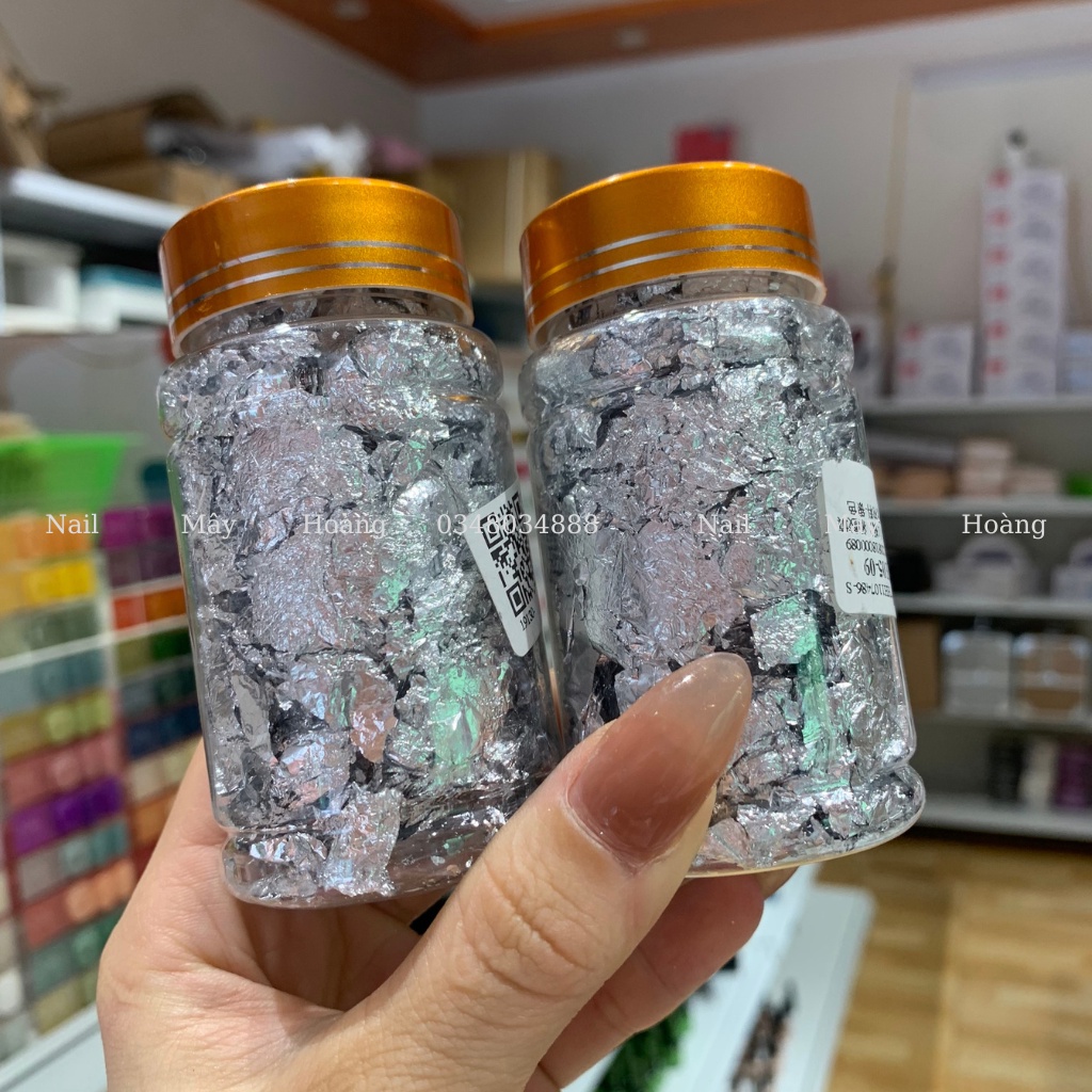 Giấy nhún vàng bạc hũ lớn - phụ kiện đồ nail.