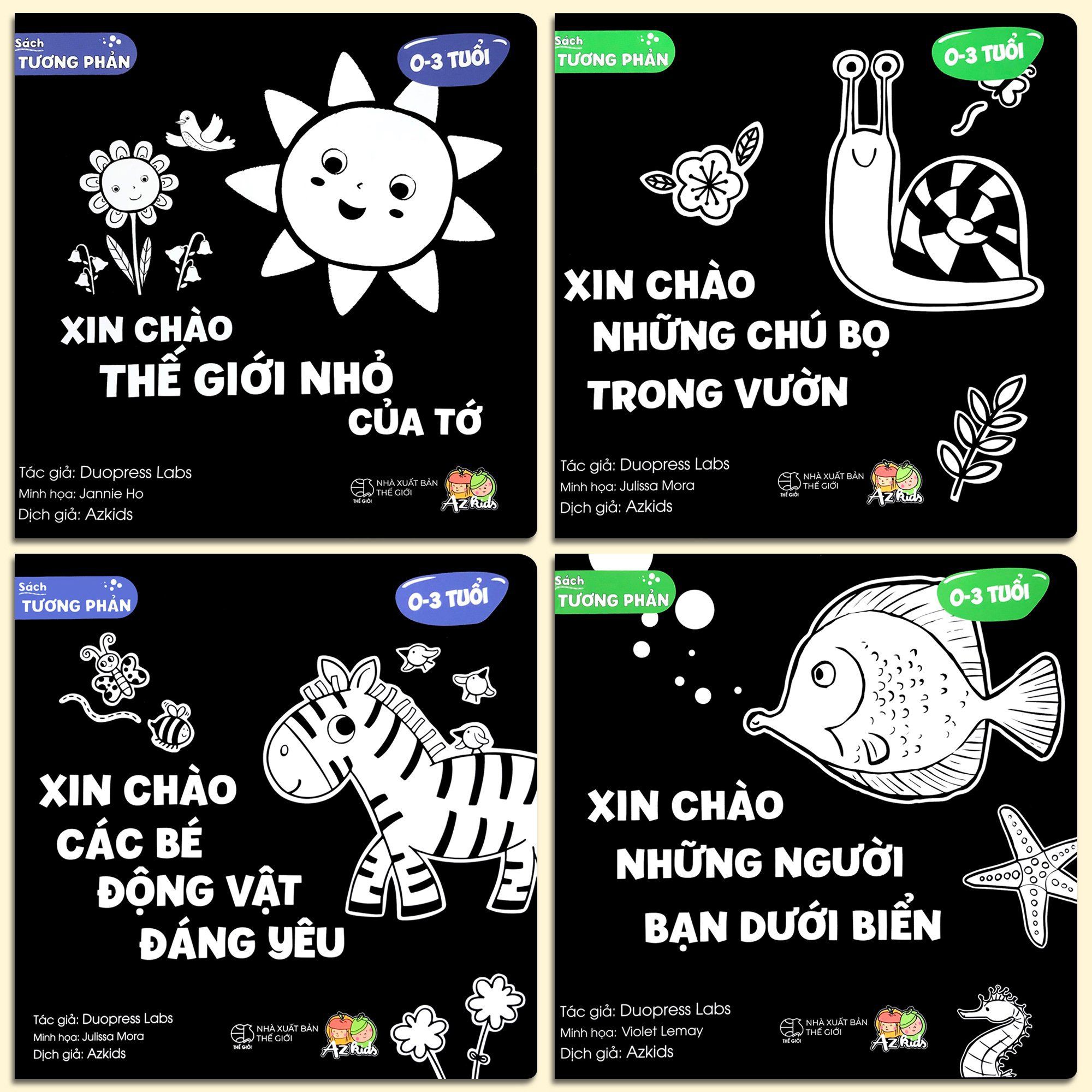 Sách Tương Phản (0-3 tuổi) - Combo 4 cuốn, tặng 6 Stickers