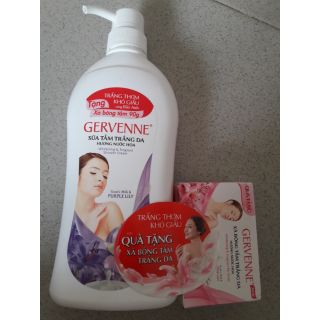 Gervenne - Sữa tắm trắng da 450g lyly tím tặng xà bông thơm 90g