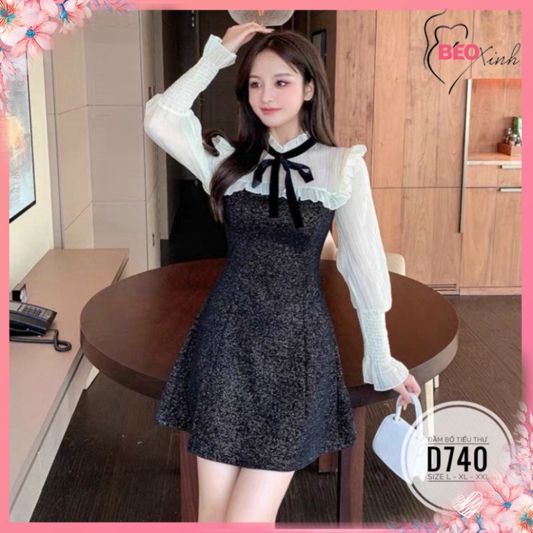 🔥bigsize 60-90KG🔥 beoxinh.store Đầm bố tiểu thư D740 🔥Quảng Châu cao cấp🔥 chiết eo giấu bụng ngoại cỡ size lớn | BigBuy360 - bigbuy360.vn