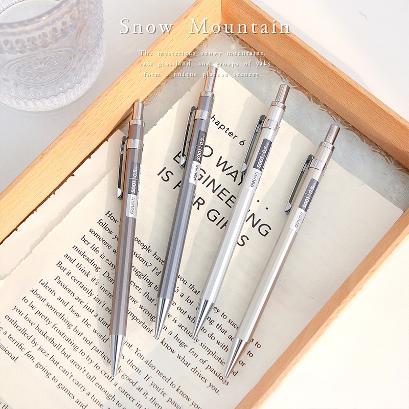 Deli Bút Chì Bấm Kim Loại Ngòi 0.5mm 0.7mm 2B Tiện Dụng