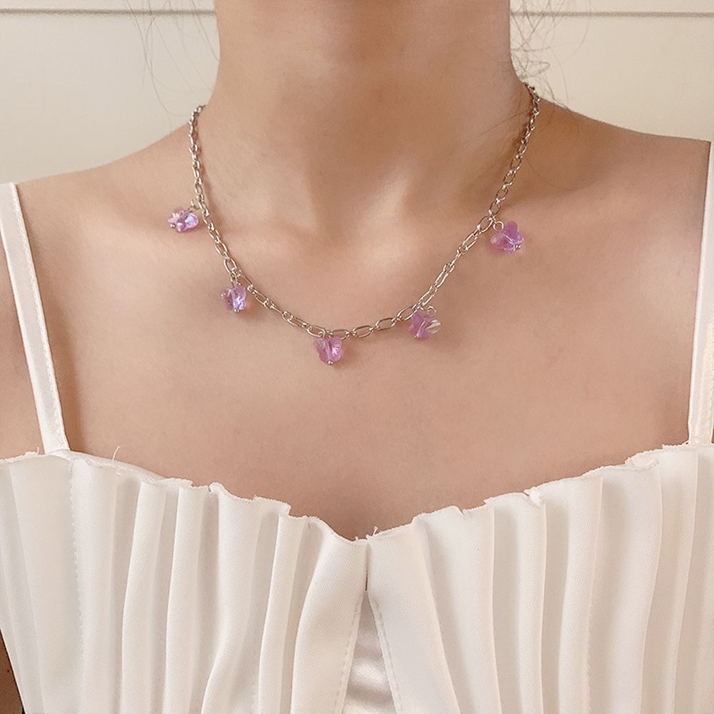 Vòng Cổ Choker Mặt Đá Màu Tím Cổ Điển Thời Trang Cho Nữ