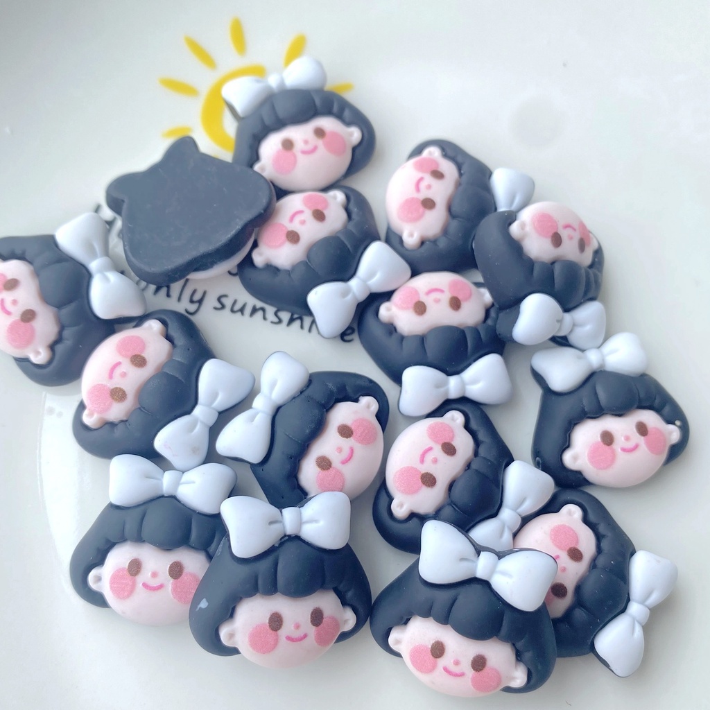 Bộ 10 Miếng Dán Trang Trí Điện Thoại/ Giày Dép Hình Đầu Cô Gái Dễ Thương DIY