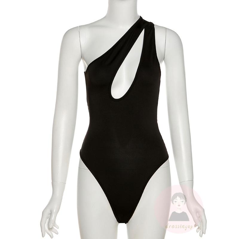 Bộ Áo Liền Quần Trễ Vai Eo Cao Màu Trơn Thời Trang Mùa Hè Dành Cho Nữ