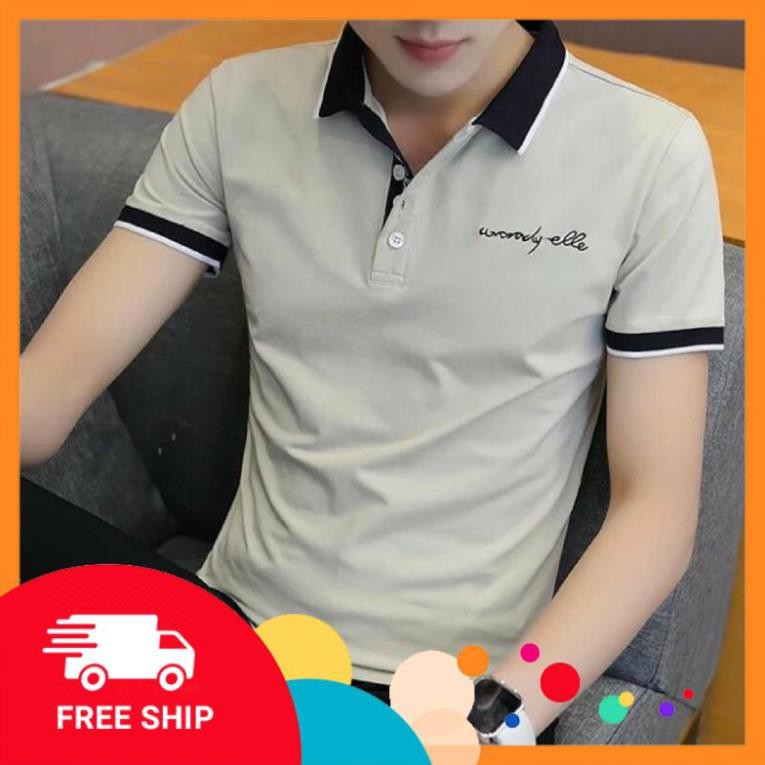 [Giảm giá 50%] - Áo thun nam POLO trơn vải cotton cao cấp ngắn tay thêu chữ Wonder ELLE