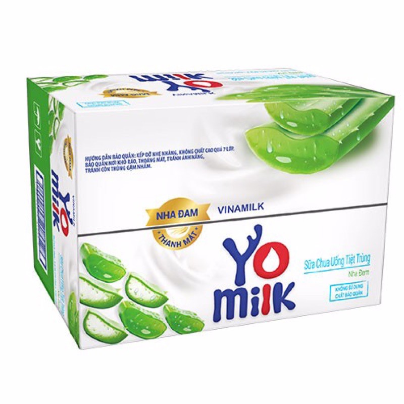 Thùng 24 chai sữa chua uống Yomilk Nha đam - Chai 150ml